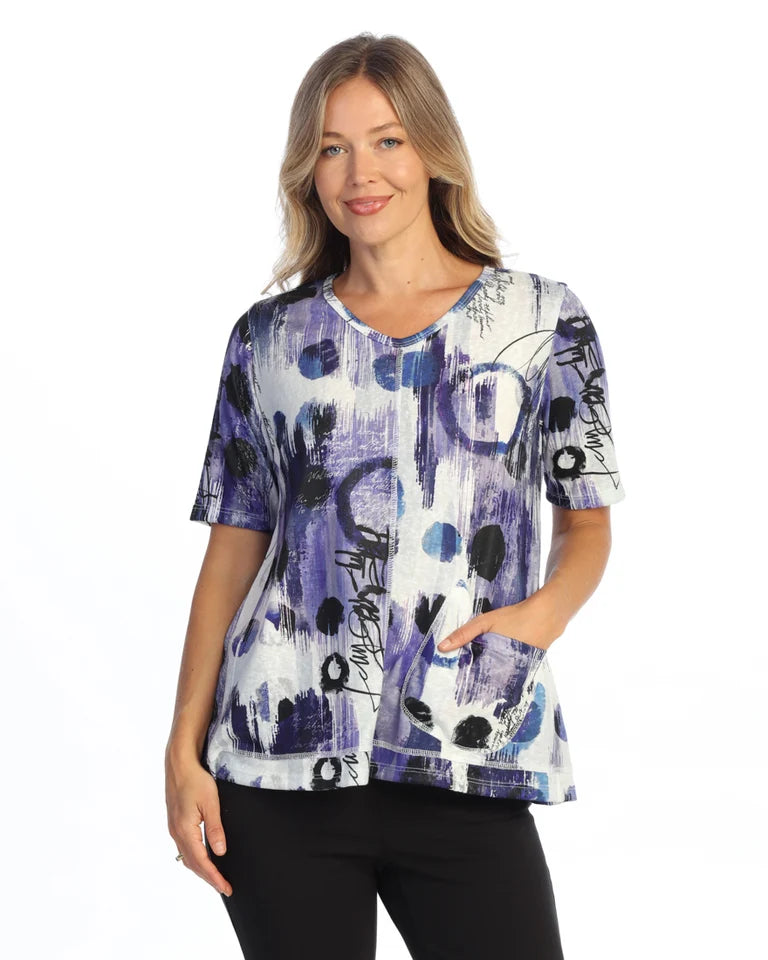 JESS & JANE Slub Hacci V-Neck w/ Elbow Sleeves and Pocket - PH2-2287 - EDITORIAL