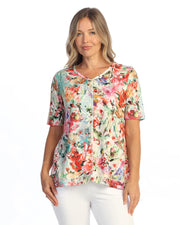 JESS & JANE Slub Hacci V-Neck w/ Elbow Sleeves and Pocket - PH2-2317 - BOTANIQUE