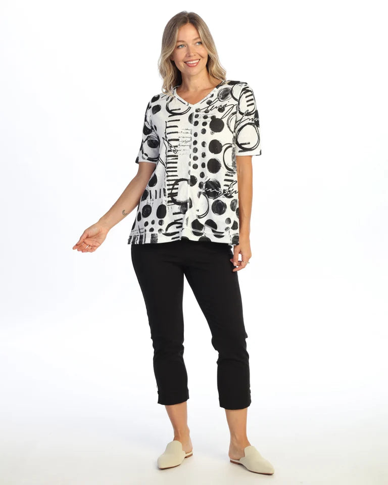 JESS & JANE Slub Hacci V-Neck w/ Elbow Sleeves and Pocket - PH2-2322 - IN CIRCLES