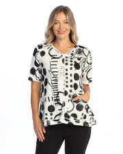 JESS & JANE Slub Hacci V-Neck w/ Elbow Sleeves and Pocket - PH2-2322 - IN CIRCLES