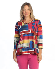 JESS & JANE Slub Hacci Top w/ Layered Hem and Shell Buttons - PH3-2293 - CINEMA