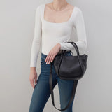 HOBO - MARGOT SATCHEL - BLACK IN PEBBLED LEATHER