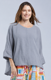 Sydney Project Ruth 3/4 Sleeve Round Neck Relaxed Top - AFT1144 - GREY