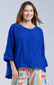 Sydney Project Ruth 3/4 Sleeve Round Neck Relaxed Top - AFT1144 - ROYAL BLUE