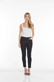 Slimsation ANKLE Women's Pull On Solid Fine Line Twill Pant With Real Pockets (M30719PM)- BLACK