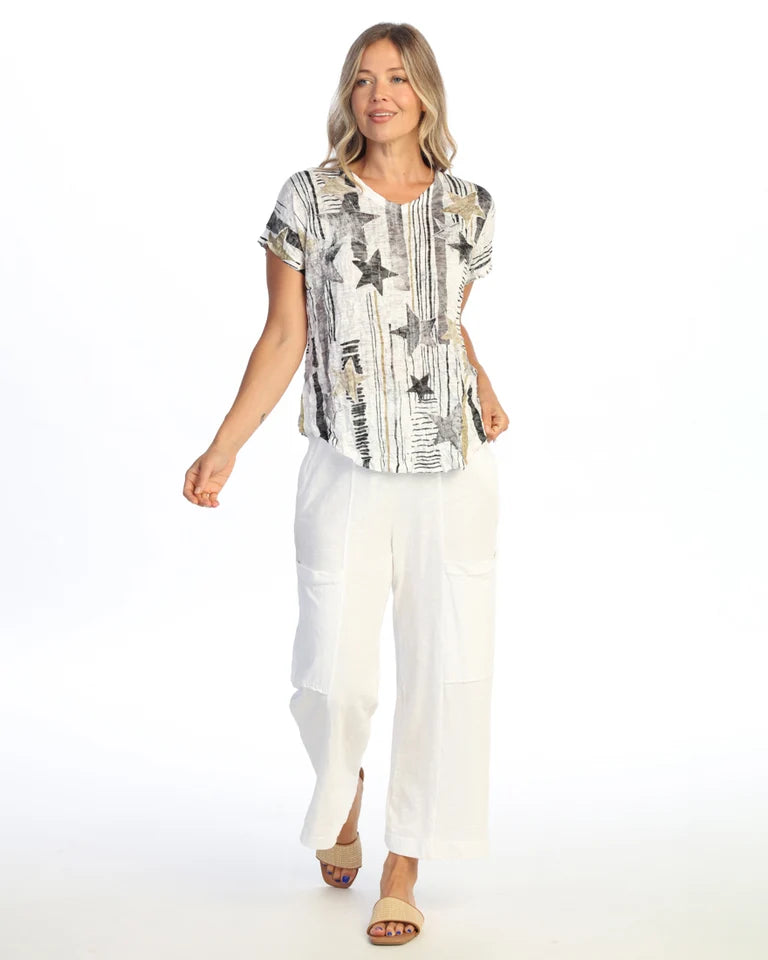 JESS & JANE Crushed Slub V-Neck Dolman Sleeve Top - SC1-2298 - STELLAR