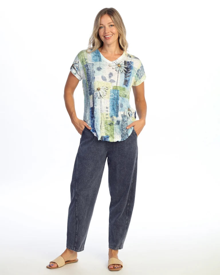 JESS & JANE Crushed Slub V-Neck Dolman Sleeve Top - SC1-2304 - WHISPERS