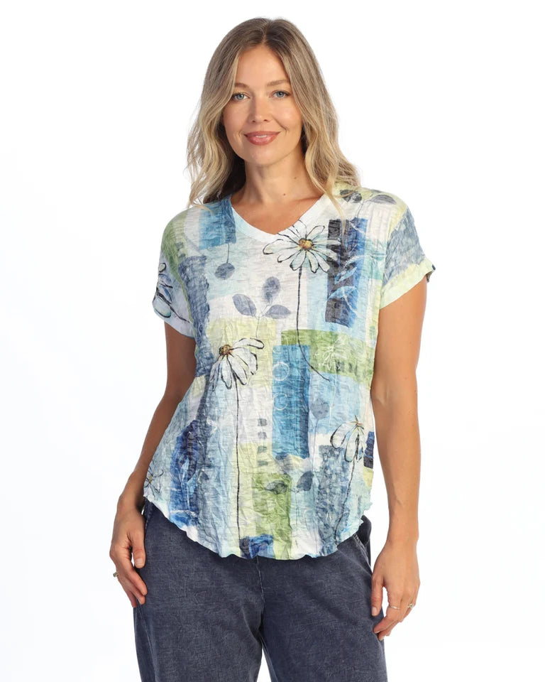 JESS & JANE Crushed Slub V-Neck Dolman Sleeve Top - SC1-2304 - WHISPERS