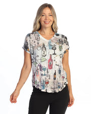 JESS & JANE Crushed Slub V-Neck Dolman Sleeve Top - SC1-2306 - NAPA