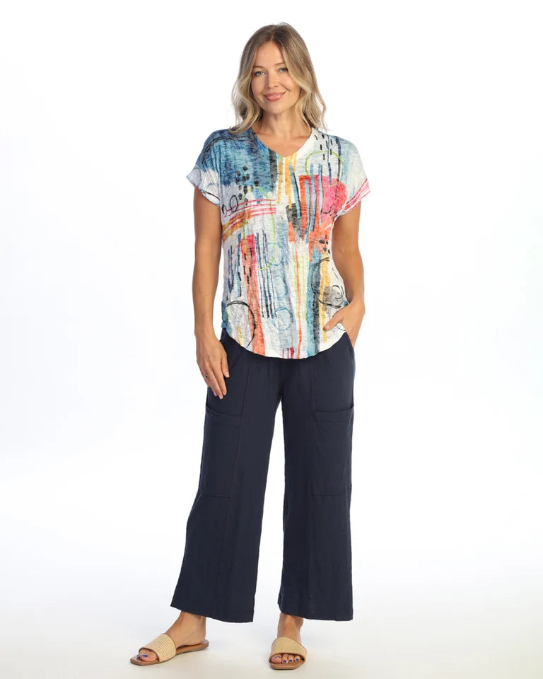 JESS & JANE Crushed Slub V-Neck Dolman Sleeve Top - SC1-2309 - IMPROV