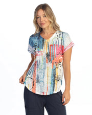 JESS & JANE Crushed Slub V-Neck Dolman Sleeve Top - SC1-2309 - IMPROV