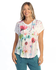 JESS & JANE Crushed Slub V-Neck Dolman Sleeve Top - SC1-2312 - PRIMAVERA