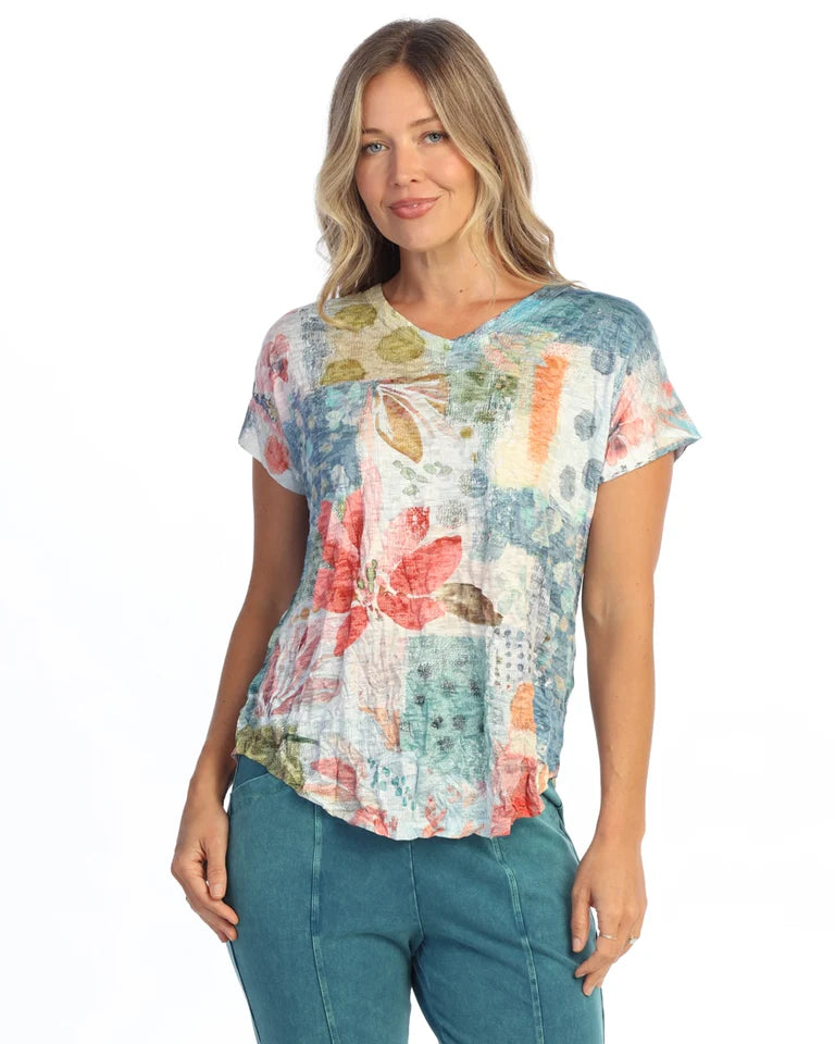 JESS & JANE Crushed Slub V-Neck Dolman Sleeve Top - SC1-2326 - COSTA
