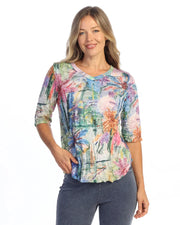 JESS & JANE Crushed V-Neck Half Sleeve Top w/ Round Hem - SC3-2311 - MATISSE