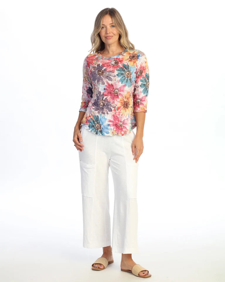 JESS & JANE Crushed 3/4 Sleeve Top w/ Round Hem - SC4-2291 - JARDIN