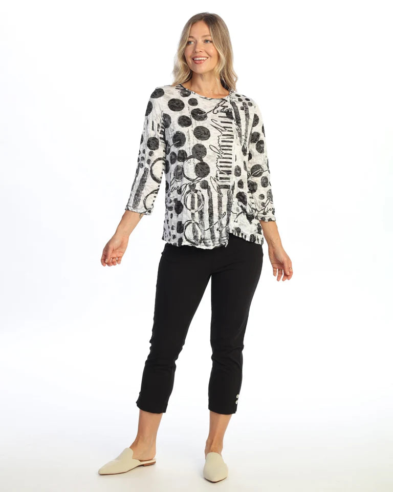 JESS & JANE Crushed Asymmetric Hem Top w/ Pocket and Shell Bottom Detail - SC8-2322 - IN CIRCLES