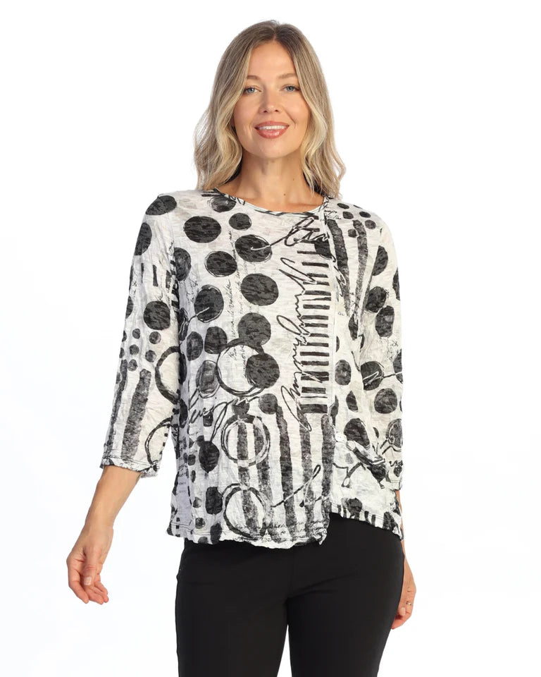 JESS & JANE Crushed Asymmetric Hem Top w/ Pocket and Shell Bottom Detail - SC8-2322 - IN CIRCLES
