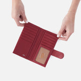 HOBO - Essential Large Bifold Wallet - CRANBERRY IN SOFT SAFFIANO LEATHER