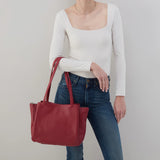 HOBO - Essential Medium Tote - CRANBERRY IN SOFT SAFFIANO LEATHER