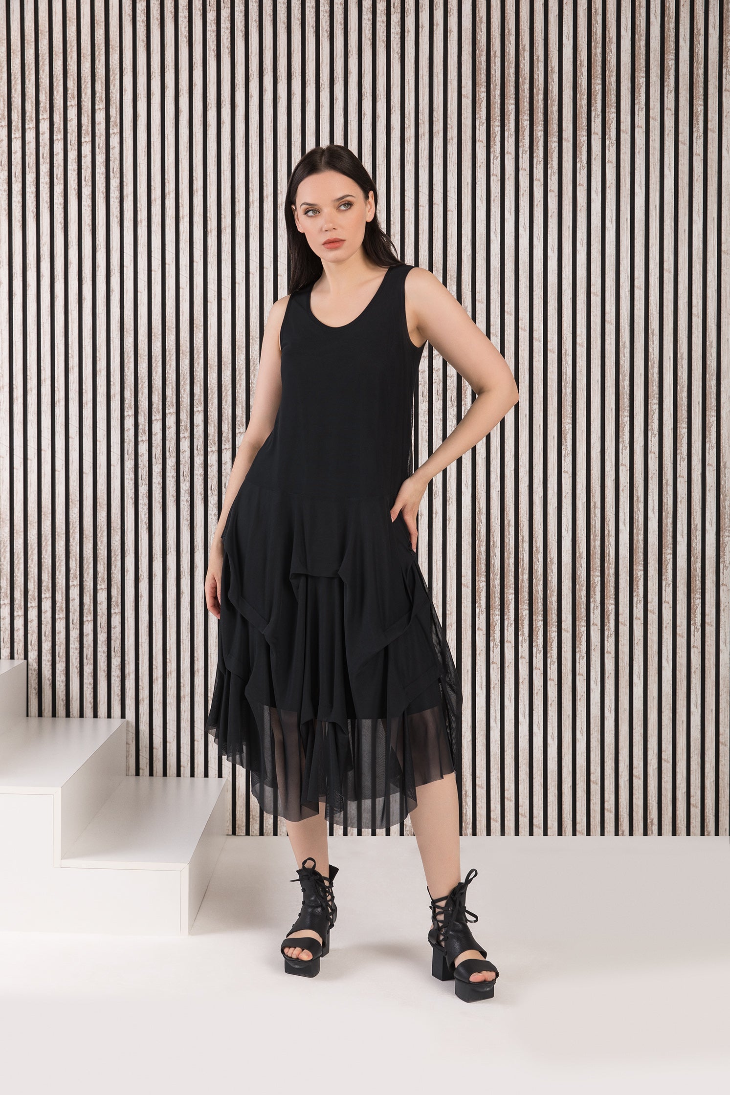 Kozan Martha Dress - SH-1970 - BLACK MESH