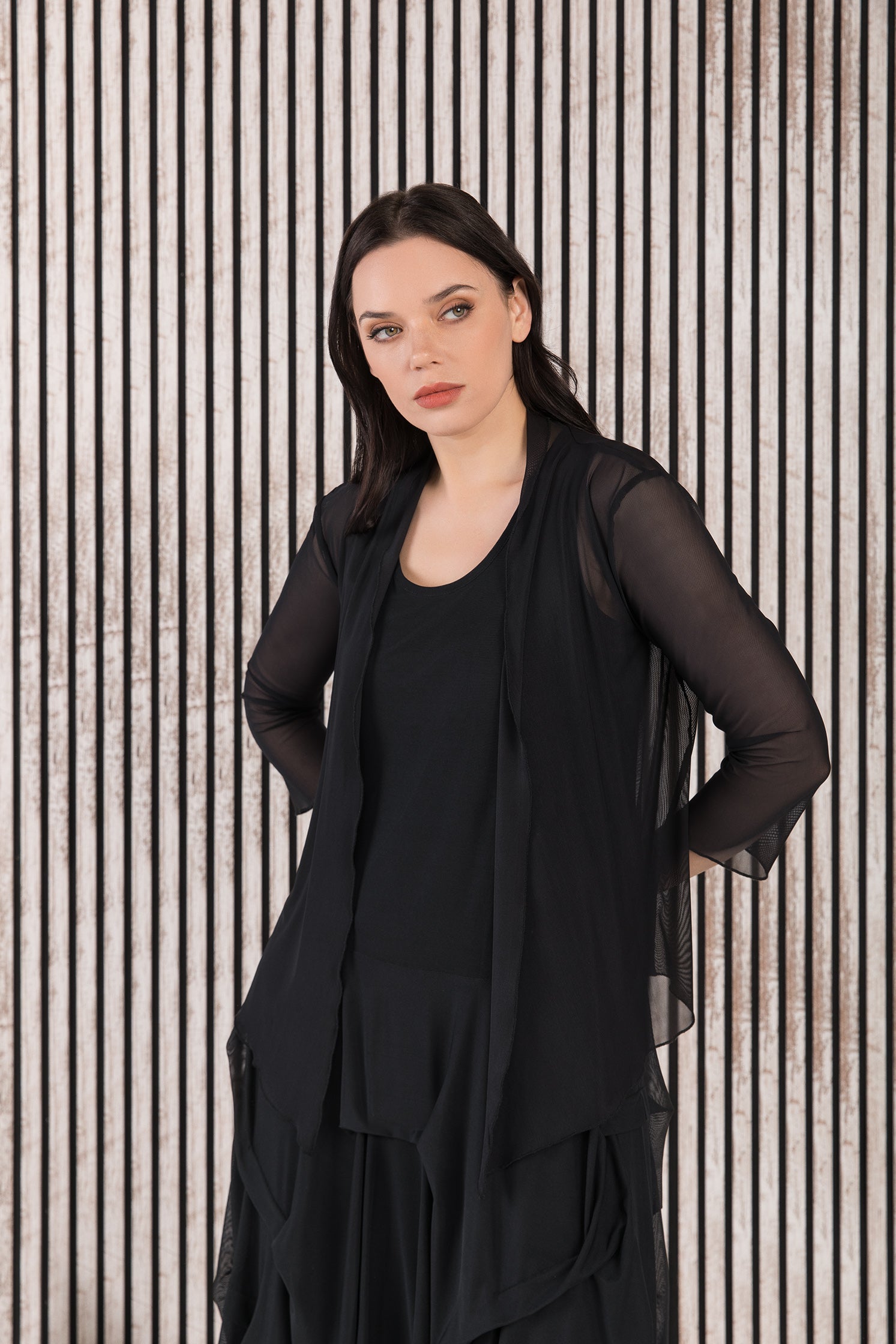 Kozan Melanie Cardigan - SH-25265 - BLACK MESH