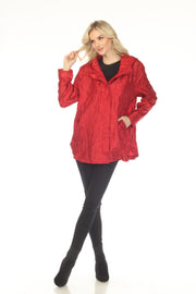 Oopera Packable Zip Front Crinkle Fabric Raincoat - Scarlett Red - SJ2600W-2
