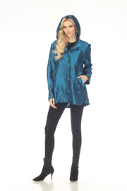 Oopera Packable Zip Front Crinkle Fabric Raincoat - Electric Blue - SJ2600W-5