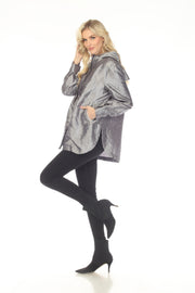 Oopera Packable Zip Front Crinkle Fabric Raincoat - Steel Gray - SJ2600W-6