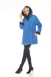Oopera Reversible Two Button Ribbed Hood Raincoat - Light Blue - SJ2606RW-2