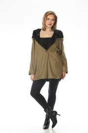 Oopera Reversible Two Button Ribbed Hood Raincoat - Tan - SJ2606RW-6