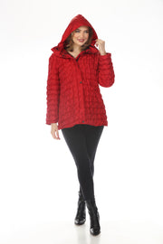Oopera Reversible Puffer Circular Pattern Raincoat - Scarlett Red - SJ2617RW-2