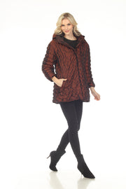 Oopera Reversible Puffer Circular Pattern Raincoat - Copper Bronze - SJ2617RW-4