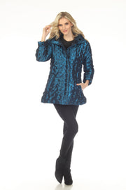 Oopera Reversible Puffer Circular Pattern Raincoat - Electric Blue - SJ2617RW-5