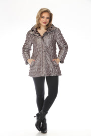Oopera Reversible Puffer Circular Pattern Raincoat - Steel Gray - SJ2617RW-6