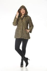 Oopera Reversible Puffer Circular Pattern Raincoat - Autumn Gold - SJ2617RW-7