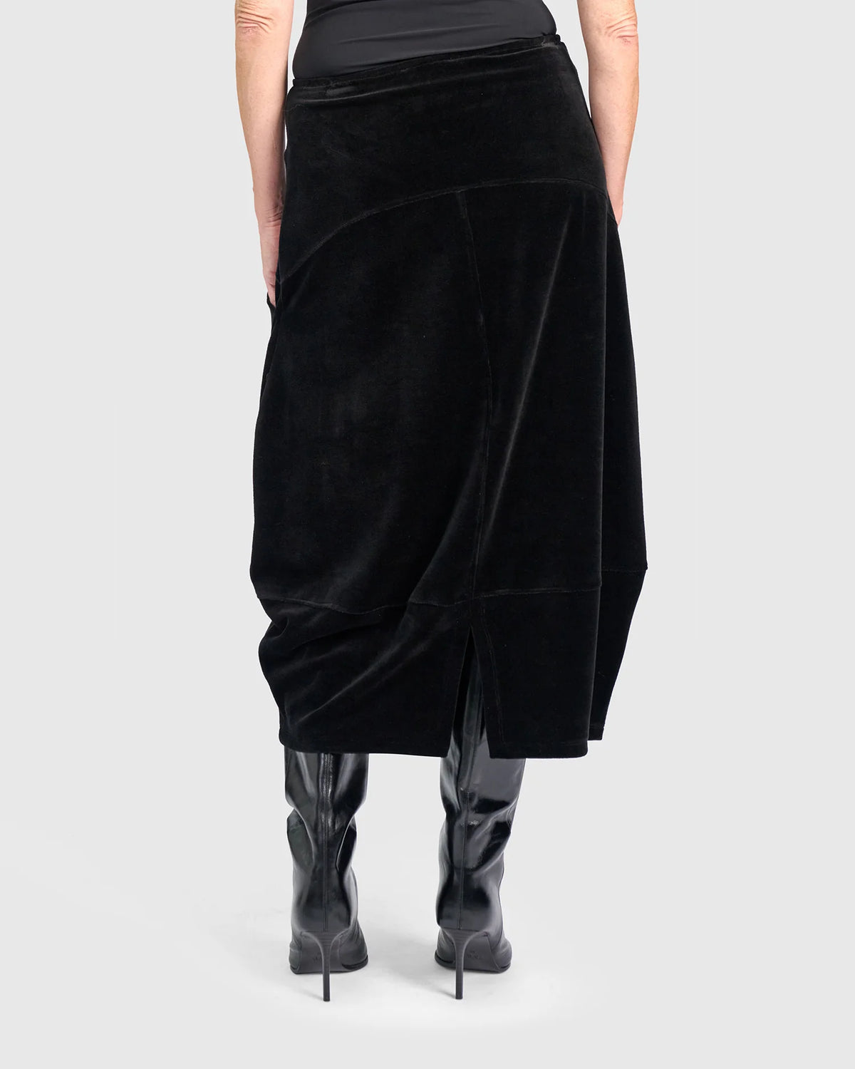 ALEMBIKA Everyday Velvet Licorice Skirt - AK816B - BLACK