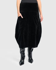 ALEMBIKA Everyday Velvet Licorice Skirt - AK816B - BLACK