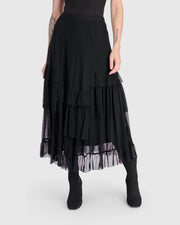 ALEMBIKA Samba Tiered Mesh Skirt - EK704B - BLACK