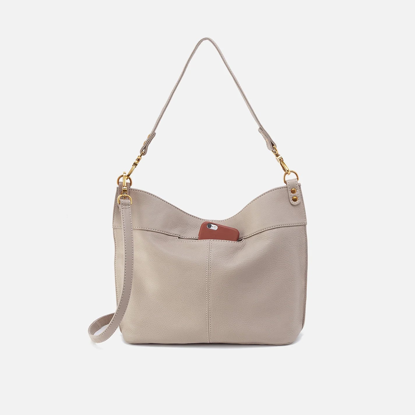 HOBO - Pier Shoulder Bag - TAUPE IN PEBBLED LEATHER