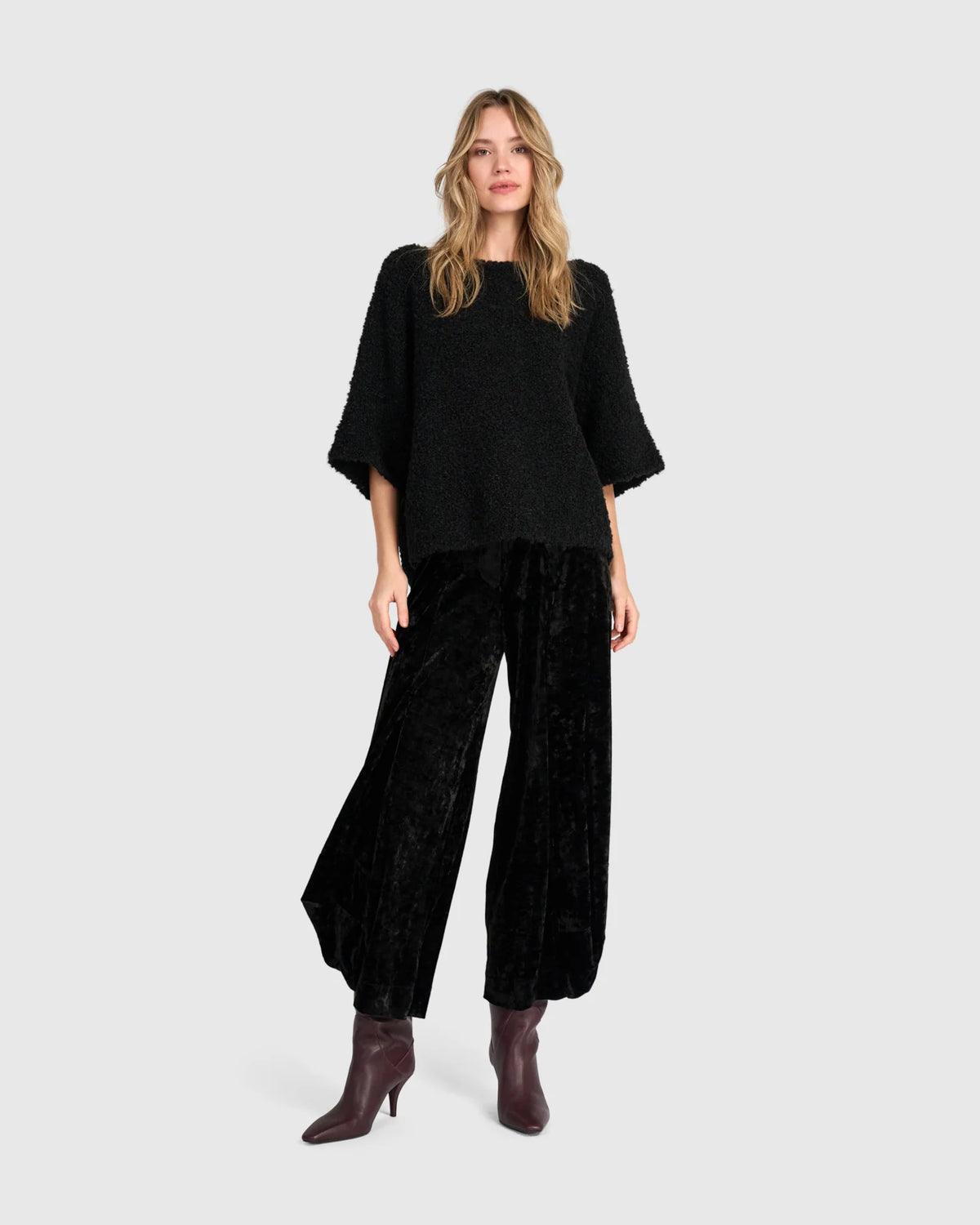 ALEMBIKA Crushed Velvet Punto Pants - AP717B - BLACK