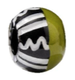 ZSISKA Black & White w/ Green Musee Bead - CERAG - BLACK/WHITE/GREEN