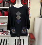 Yaza Colorful Patches Tunic - BLACK