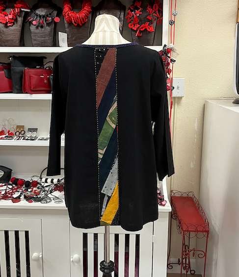 Yaza Colorful Patches Tunic - BLACK