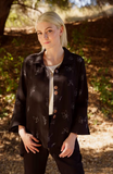 Fridaze AA132 - Susan's Linen Jacket - WHITE FLORAL ON BLACK