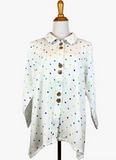 Fridaze AA132 - Susan's Linen Jacket - BLUE/GREEN DOTS