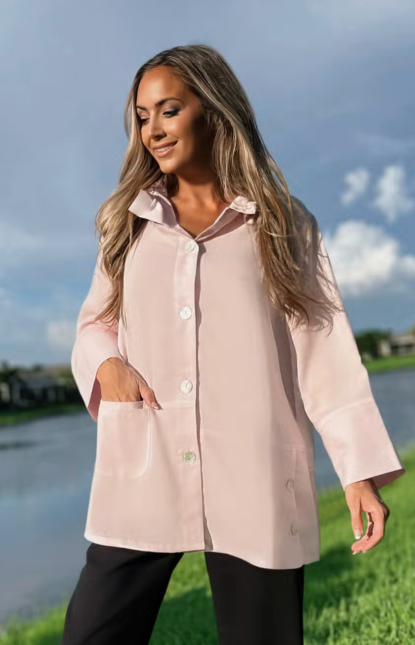 Fridaze AA330 - Joni Linen Jacket with Collar - PETAL