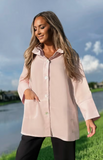 Fridaze AA330 - Joni Linen Jacket with Collar - PETAL