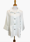 Fridaze AA330 - JONI LINEN JACKET WITH WIRE COLLAR - WHITE