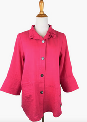 Fridaze AA330 - Joni Linen Jacket with Collar - STRAWBERRY