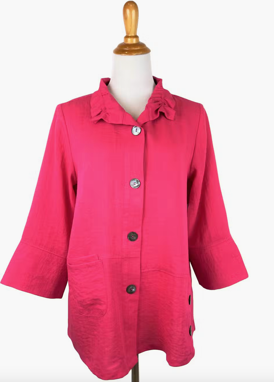 Fridaze AA330 - Joni Linen Jacket with Collar - STRAWBERRY